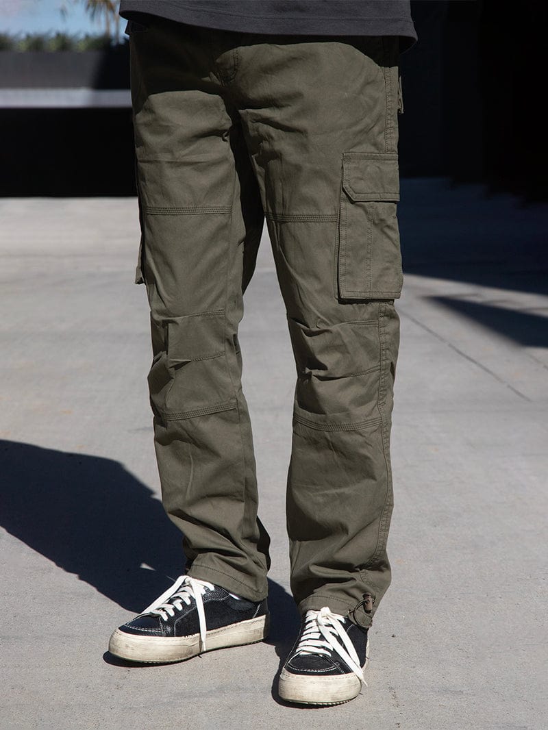 Baggy Jeans- Olive Green Cargo Pocket Denim Jeans for Men Online | Powerlook